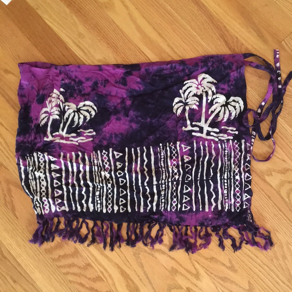 NEW Bathing Suit Wrap w/ Tie Purple Blue White